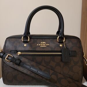 Coach Signature Canvas Satchel in Brown/Black